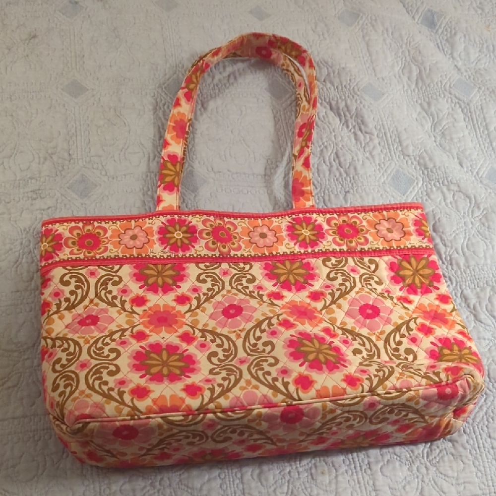 Vera Bradley Pink and Tan Floral Tote